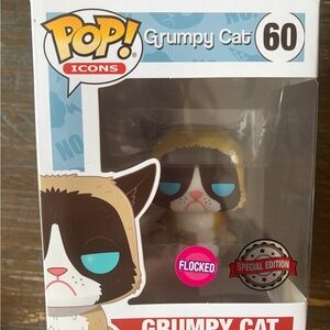 Funko Grumpy Cat Flocked Figure - Brown and White